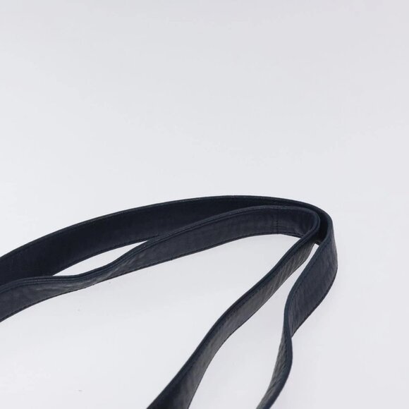 BALLY Shoulder Bag Leather Navy Gold Auth - Picture 6 of 16